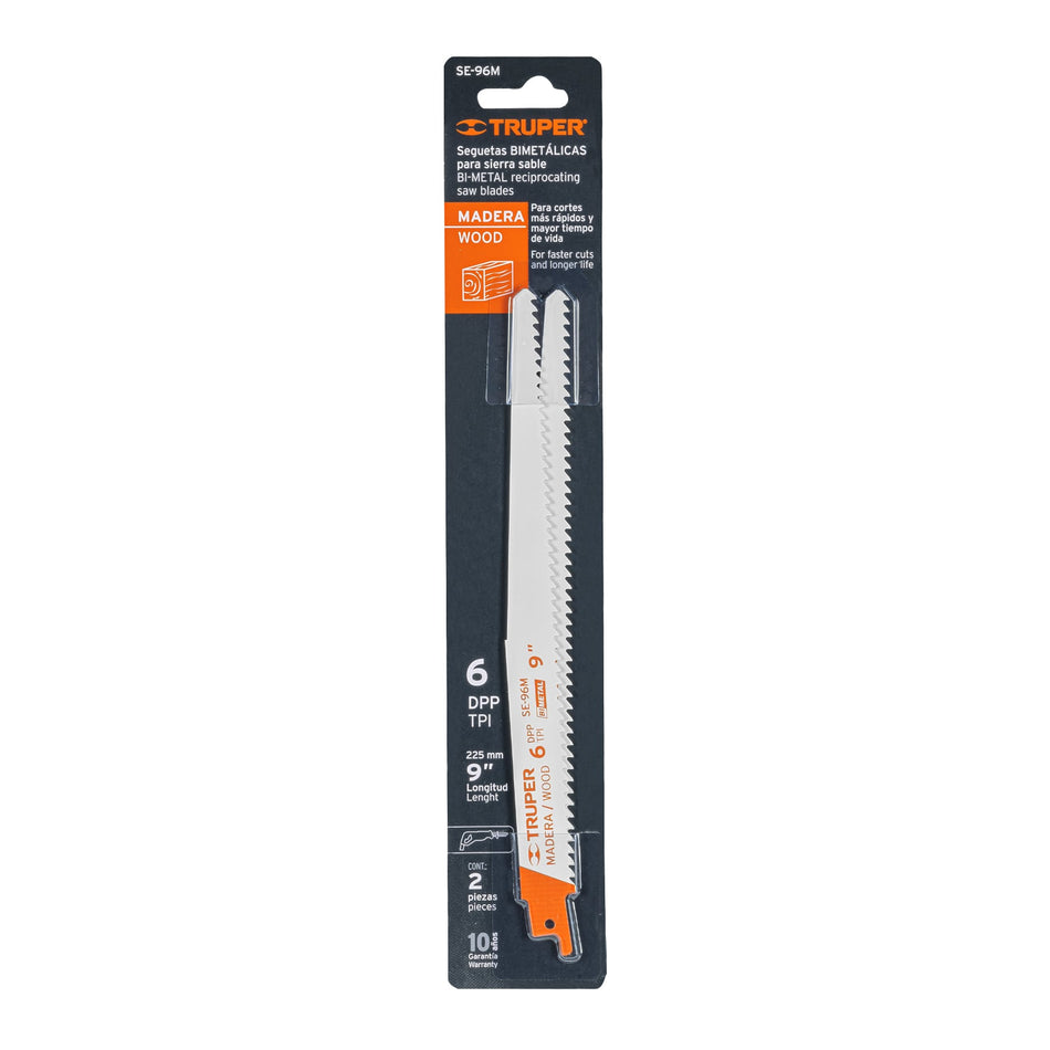 Blíster con 2 seguetas sierra sable 9' 6 DPP para madera Caja con 5, 10788