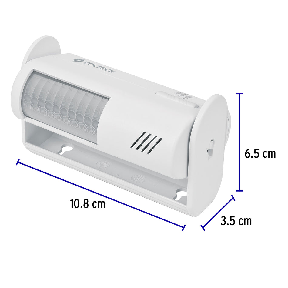 Sensor de movimiento con alarma y timbre, Volteck Caja con 2, 46595