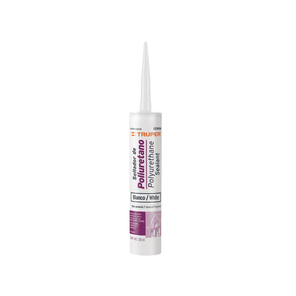 Sellador de poliuretano de 280 ml, blanco, Truper Caja con 6, 12906