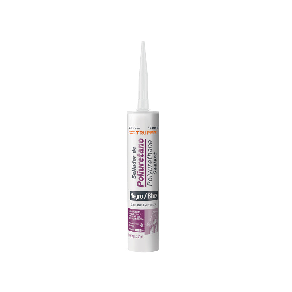 Sellador de poliuretano de 280 ml, negro, Truper Caja con 6, 102867