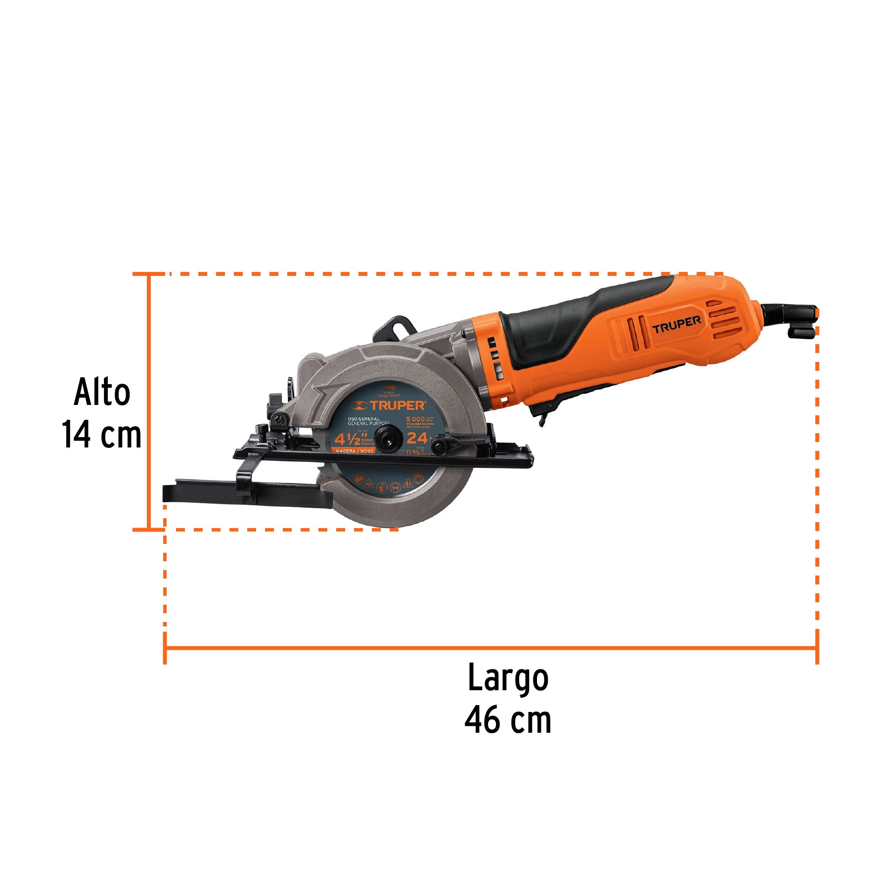 Sierra circular compacta 4-1/2', 750W, TRUPER PRO, 100123