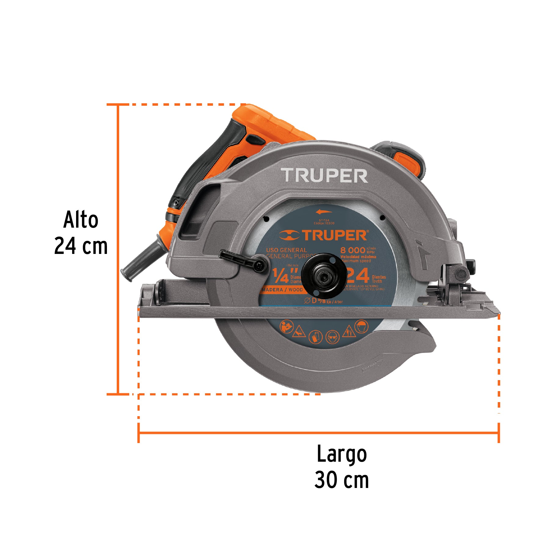 Sierra circular 7-1/4', 1750W, TRUPER PRO, 11004