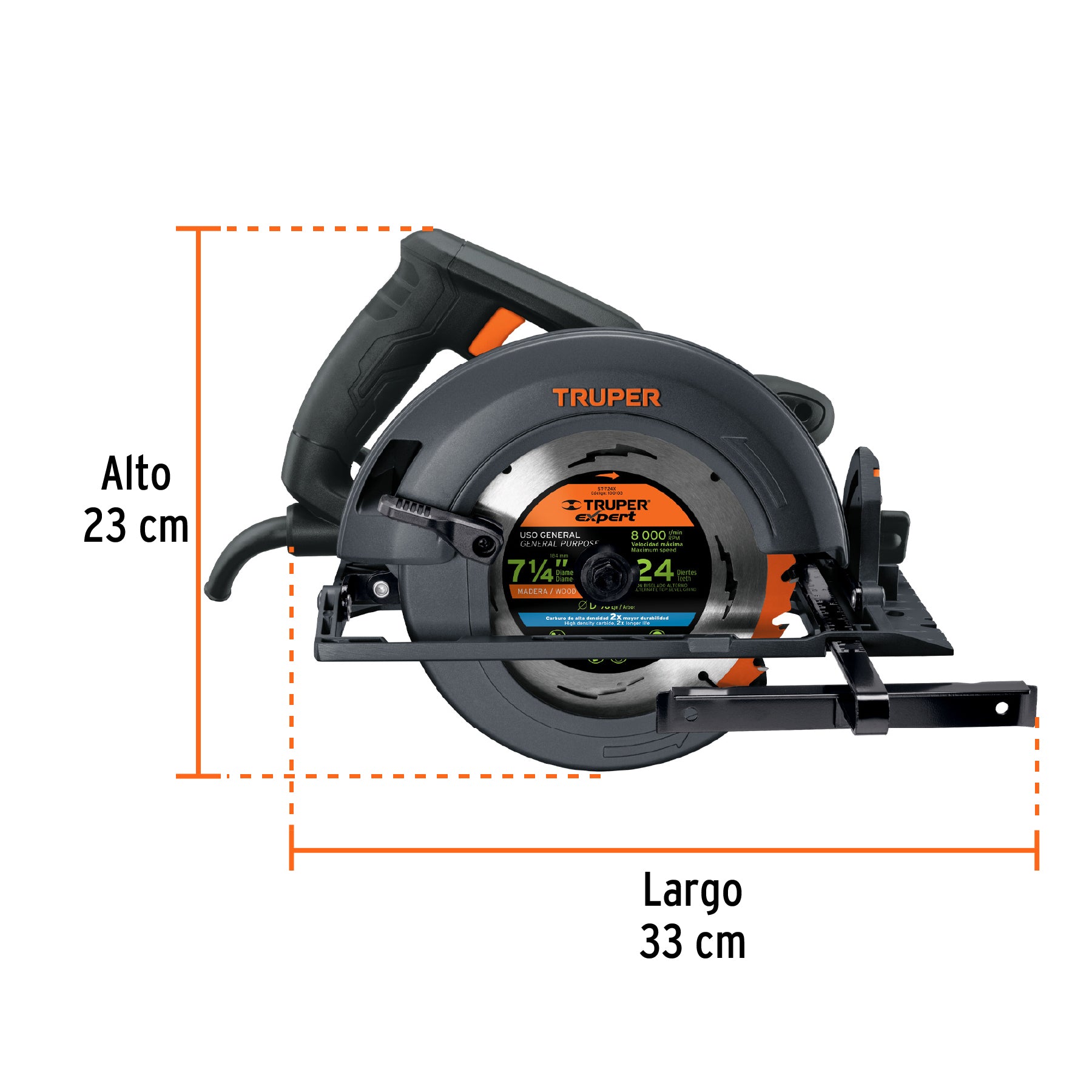 Sierra circular 7-1/4', 1800W, TRUPER INDUSTRIAL, 11779