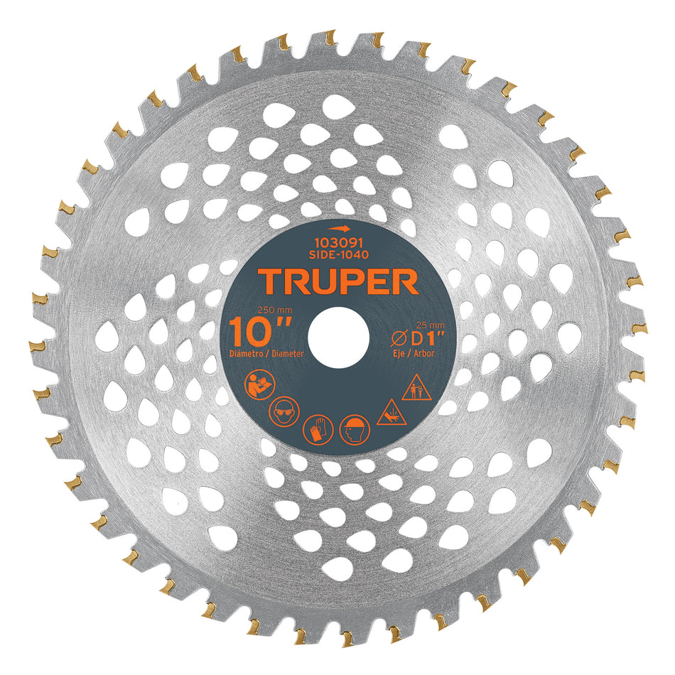 Disco sierra 10' p/desbrozadora, 40 dientes, Truper Caja con 3, 103091
