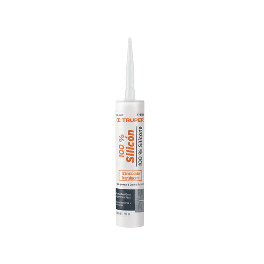 Sellador transparente 100% silicón de 280 ml, Truper Caja con 6, 17559