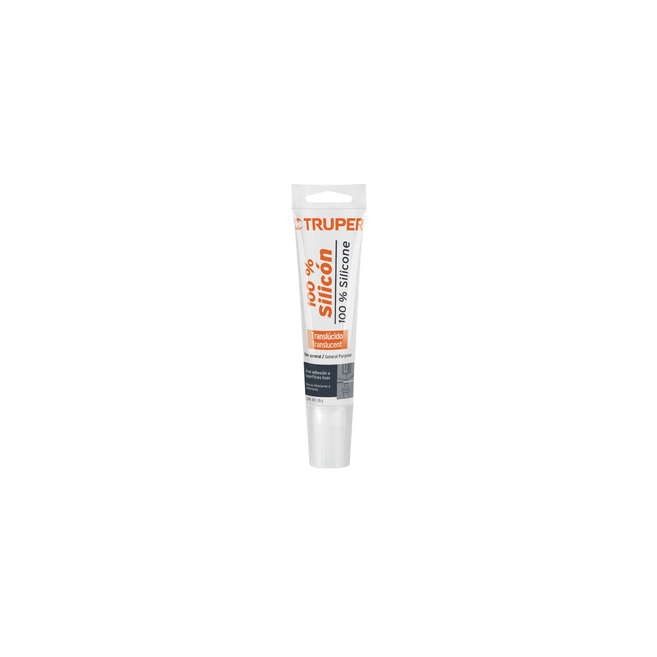 Sellador transparente 100% silicón de 85 g, Truper Caja con 12, 17562