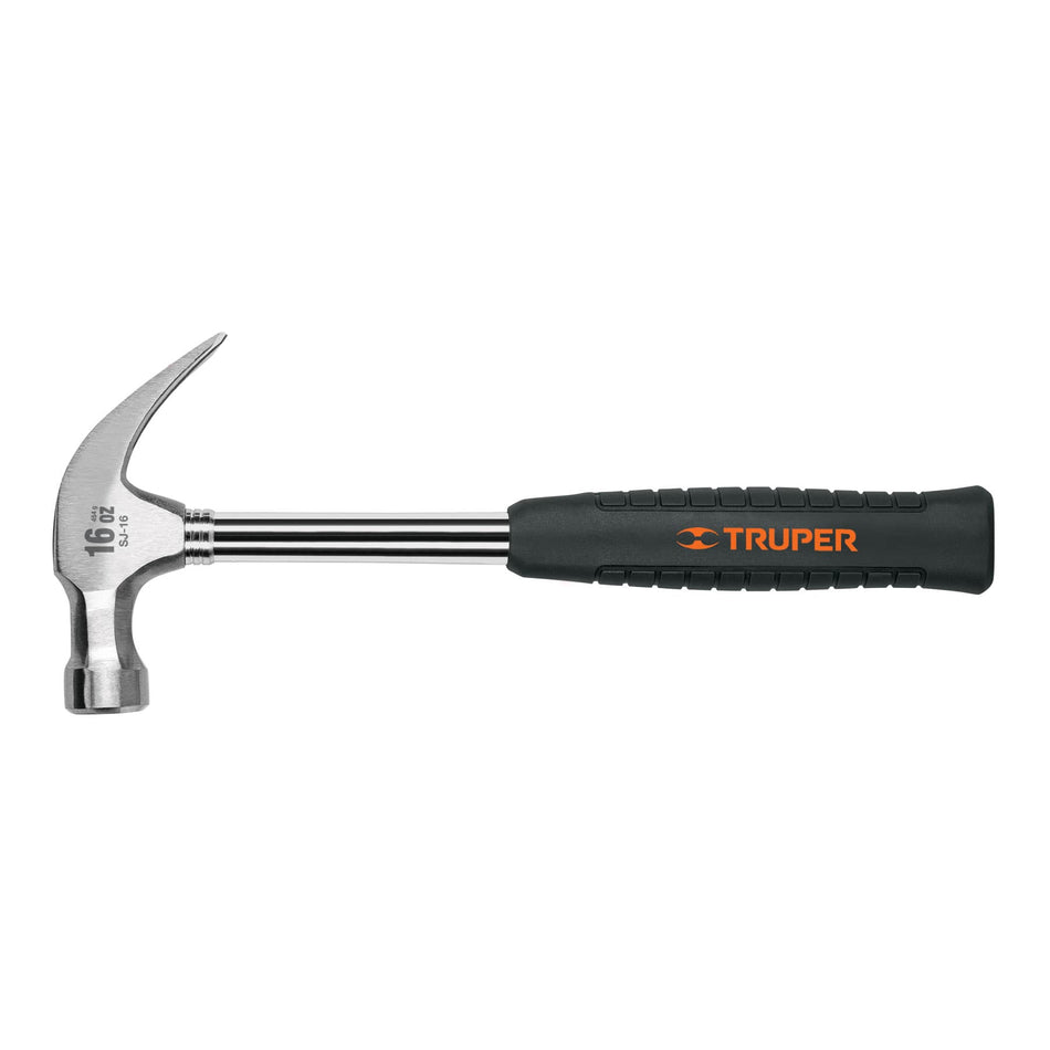 Martillo pulido 16 oz uña curva, mango tubular c/neopreno Caja con 4, 16700