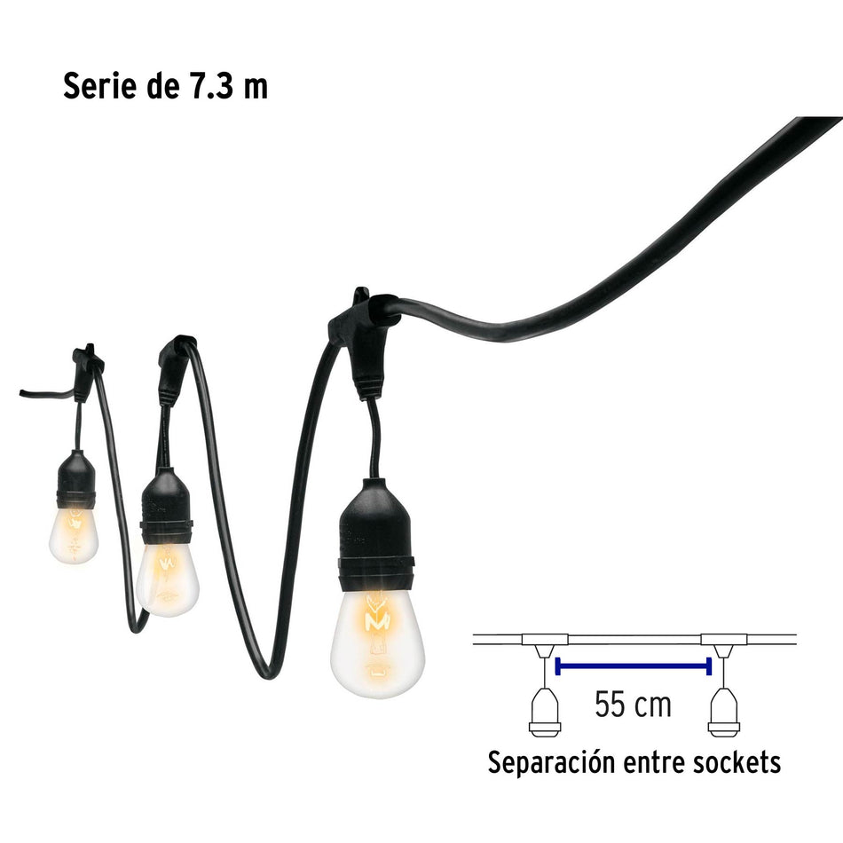 Serie de 7.3 m con 12 luces incandescentes para exterior, 49994