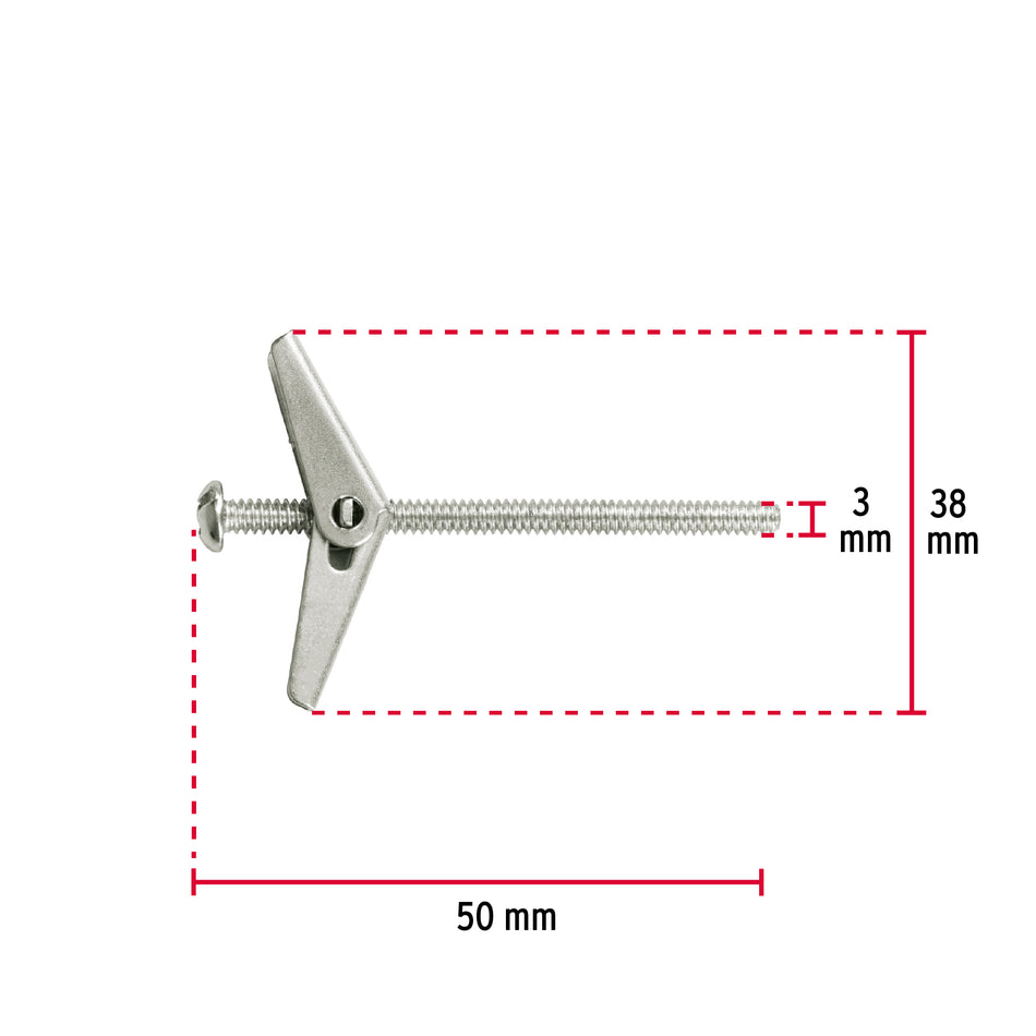 sujetadores tipo mariposa de 1/8' x 2', Fiero Caja con 100, 46967