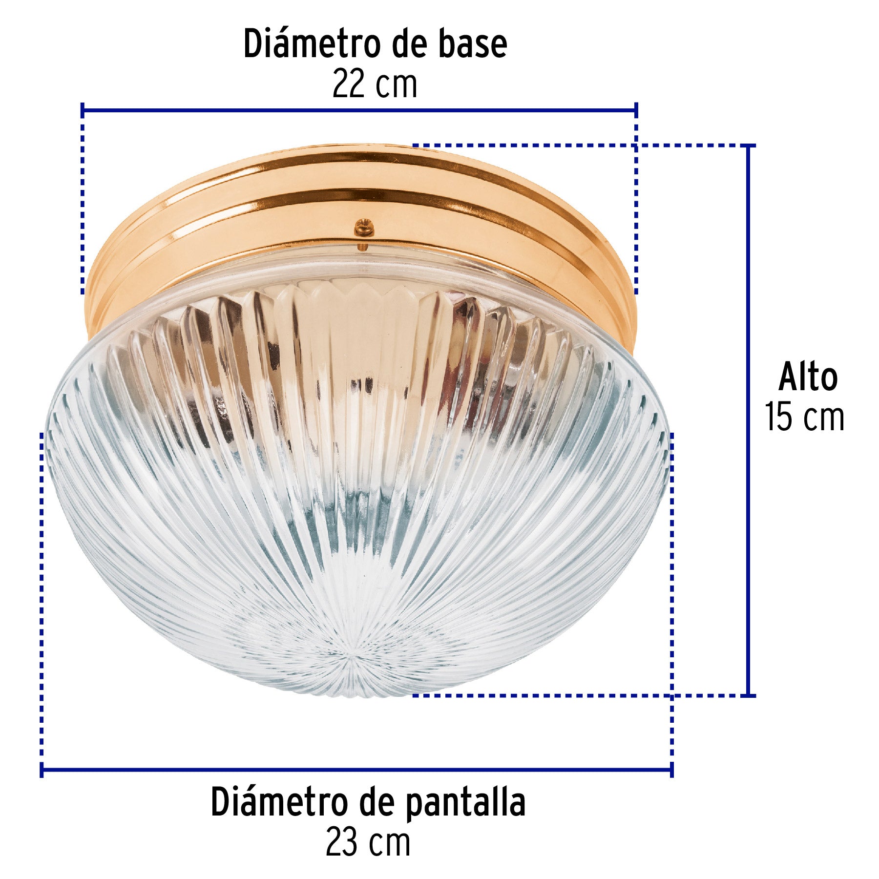 Luminario decorativo 15x24 cm pantalla cristal, s/lámparas, 46627