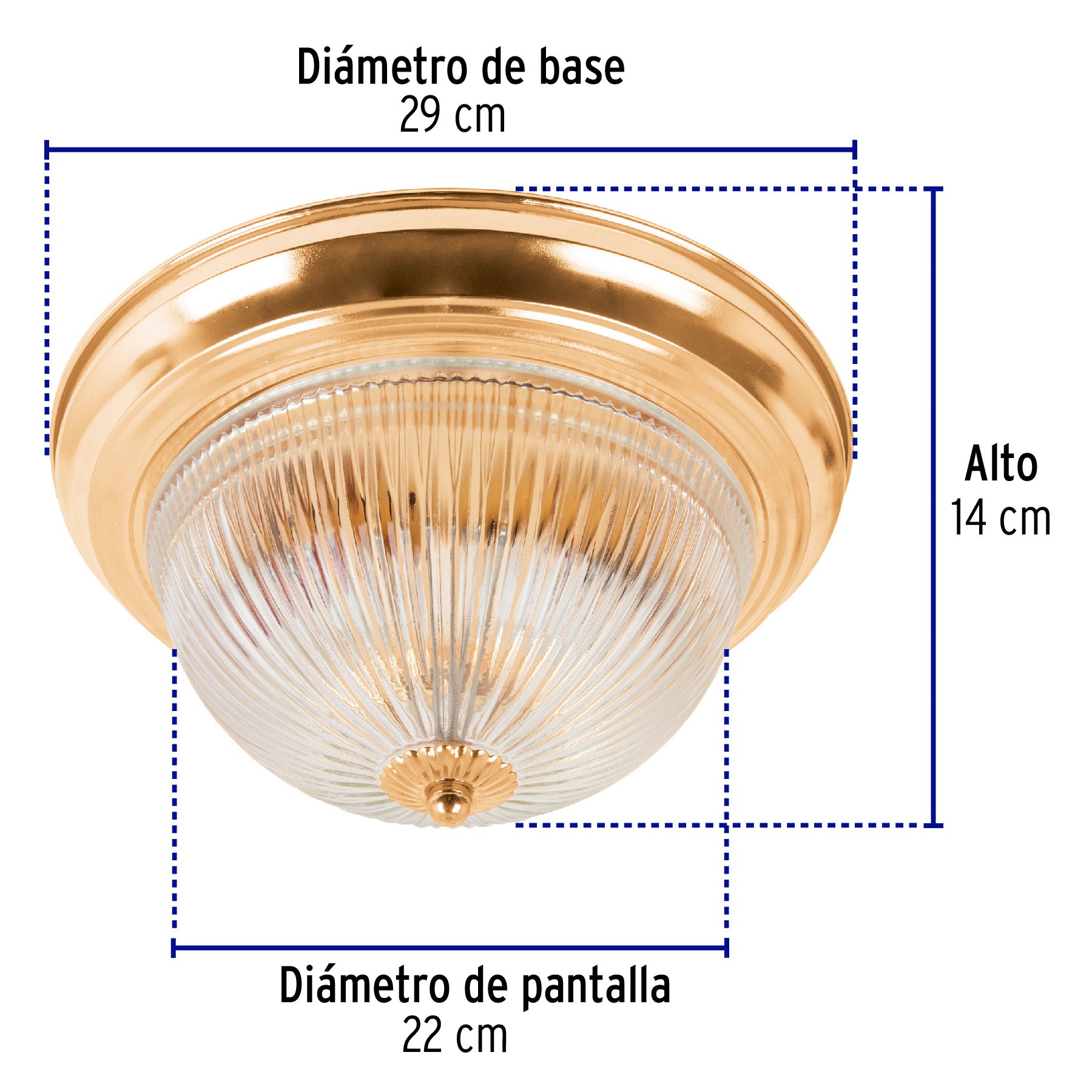 Luminario decorativo 15x28 cm pantalla cristal, s/lámparas, 46626