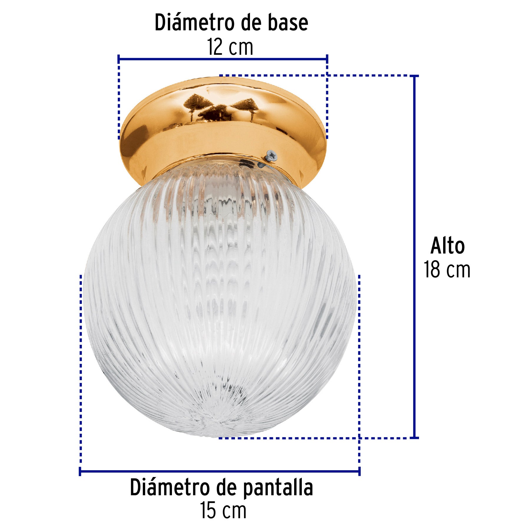 Luminario decorativo 19x16 cm pantalla cristal, sin lámpara, 46628