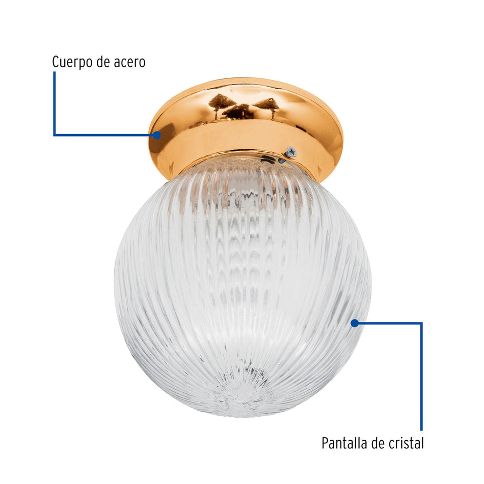 Luminario decorativo 19x16 cm pantalla cristal, sin lámpara, 46628