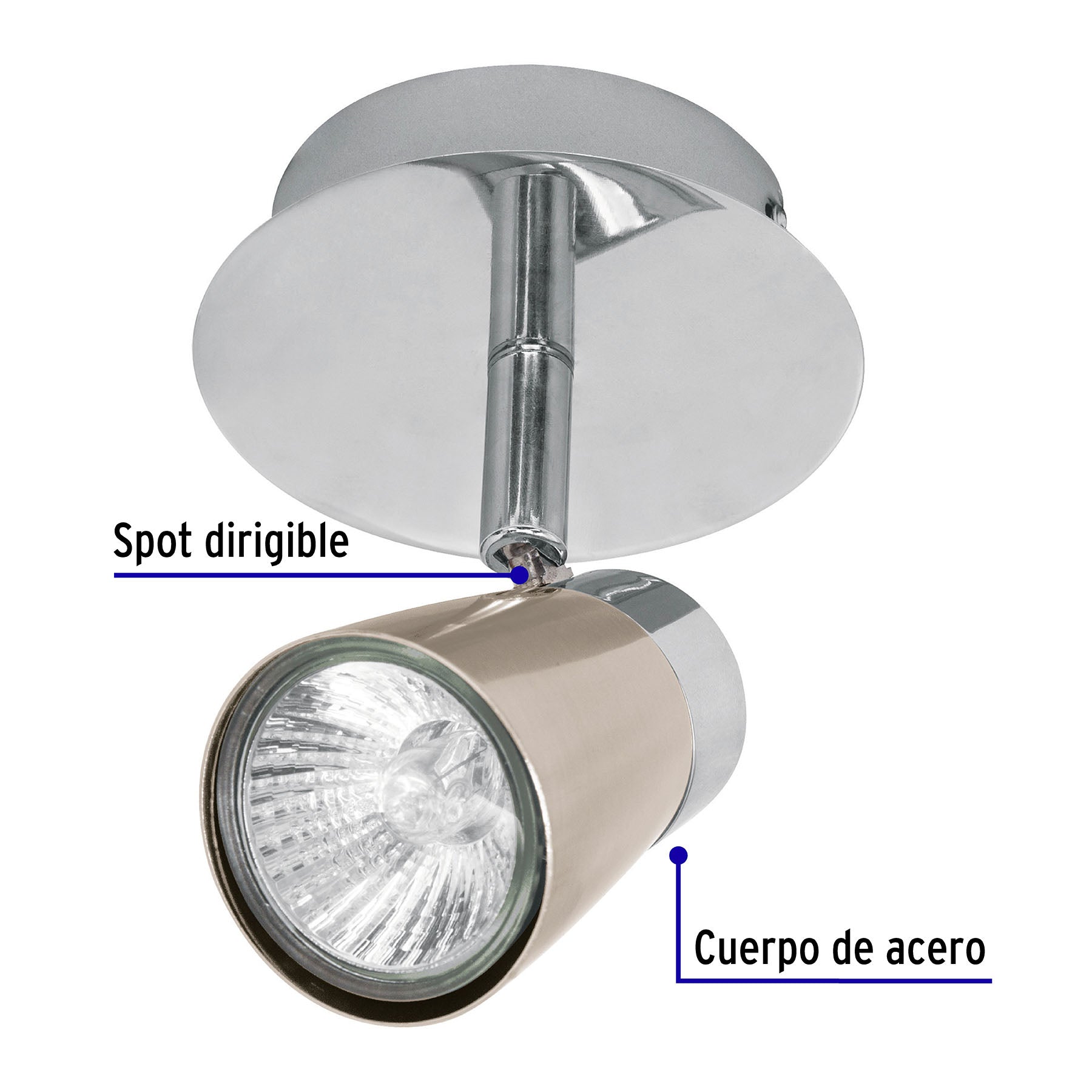 Luminario de sobreponer con 1 spot base GU10, Volteck, 48432