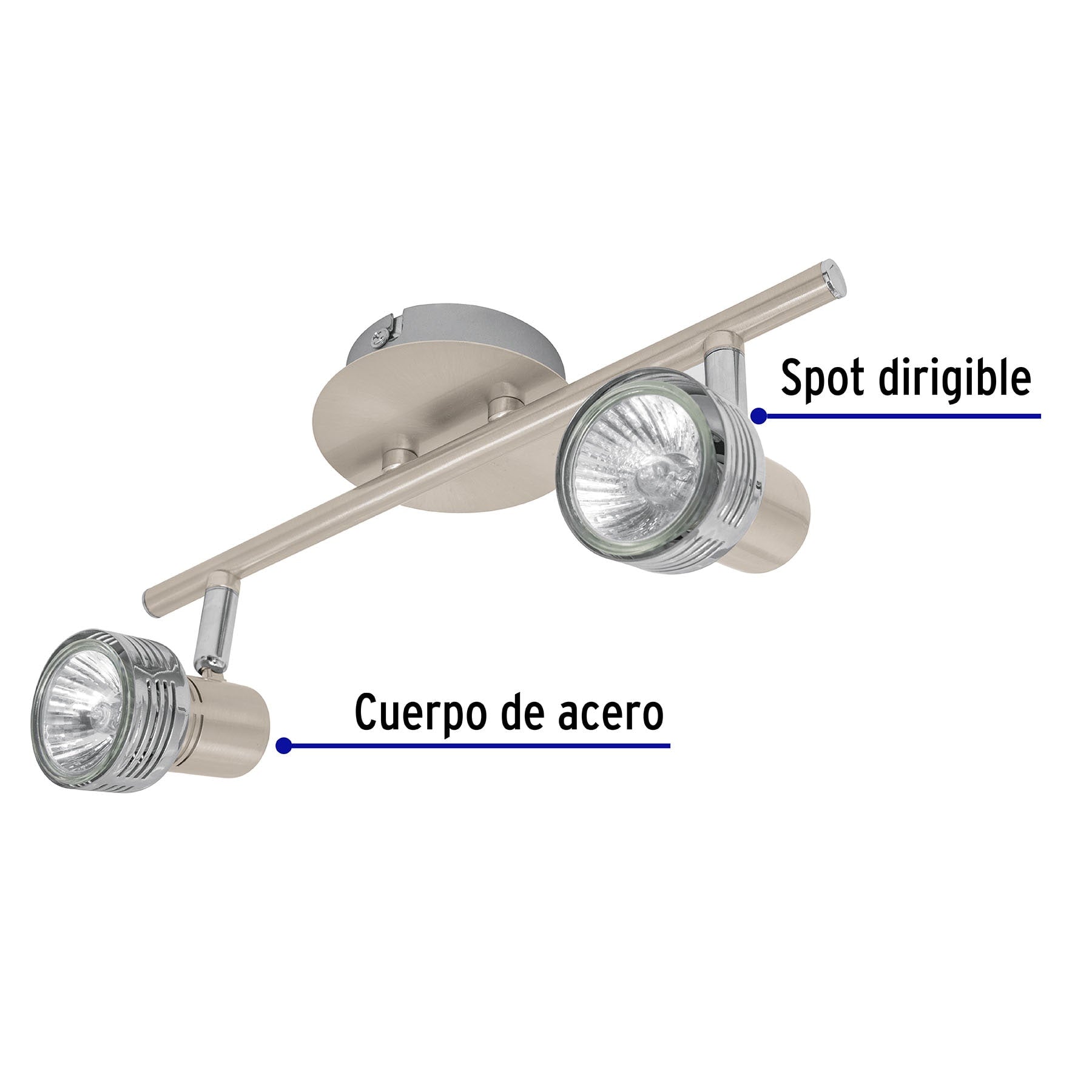 Luminario de sobreponer con 2 spots base GU10, Volteck, 48441