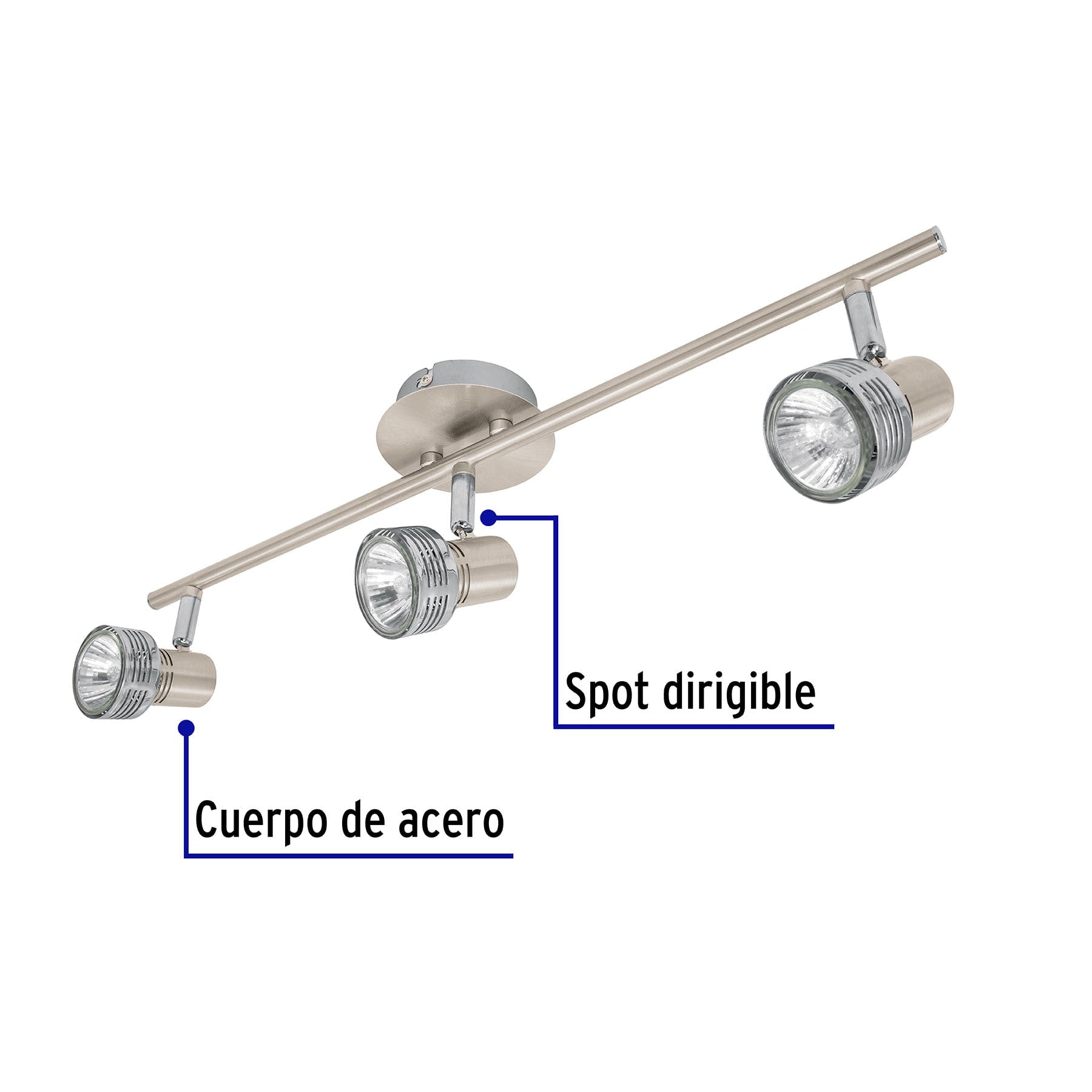 Luminario de sobreponer con 3 spots base GU10, Volteck, 48442