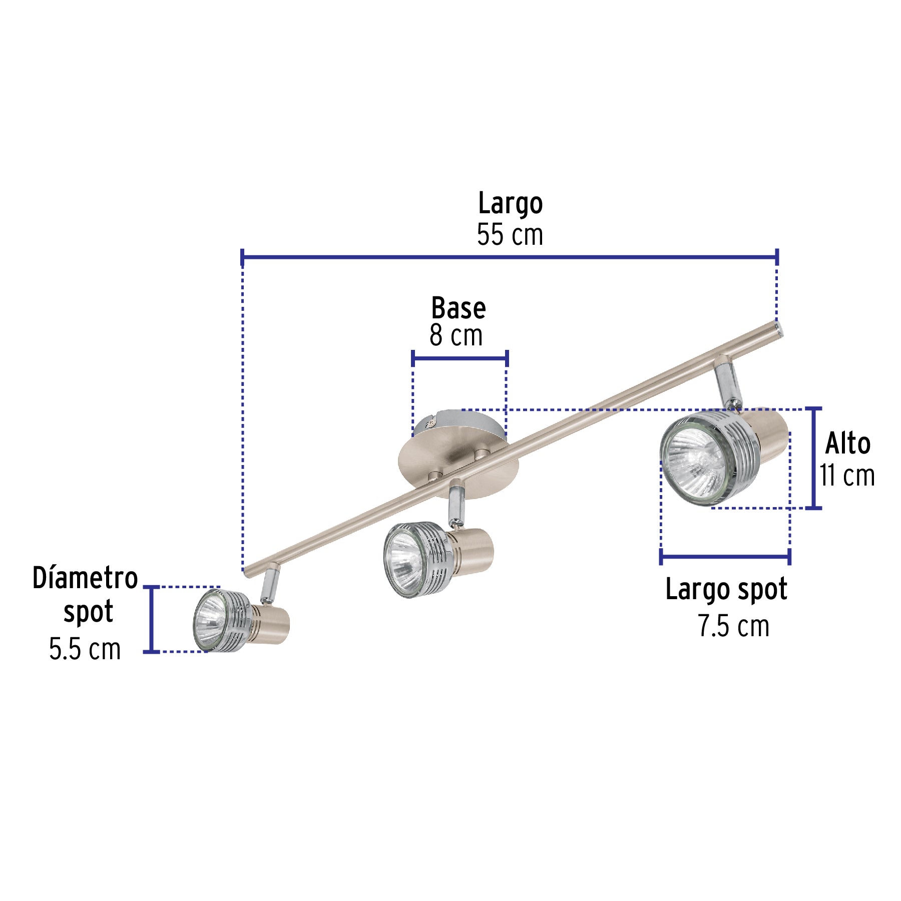 Luminario de sobreponer con 3 spots base GU10, Volteck, 48442