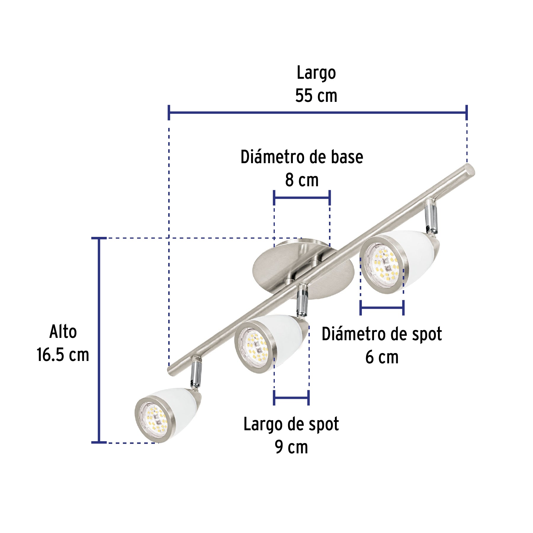 Luminario de sobreponer 3 spots base GU10, Verona, Volteck, 49554