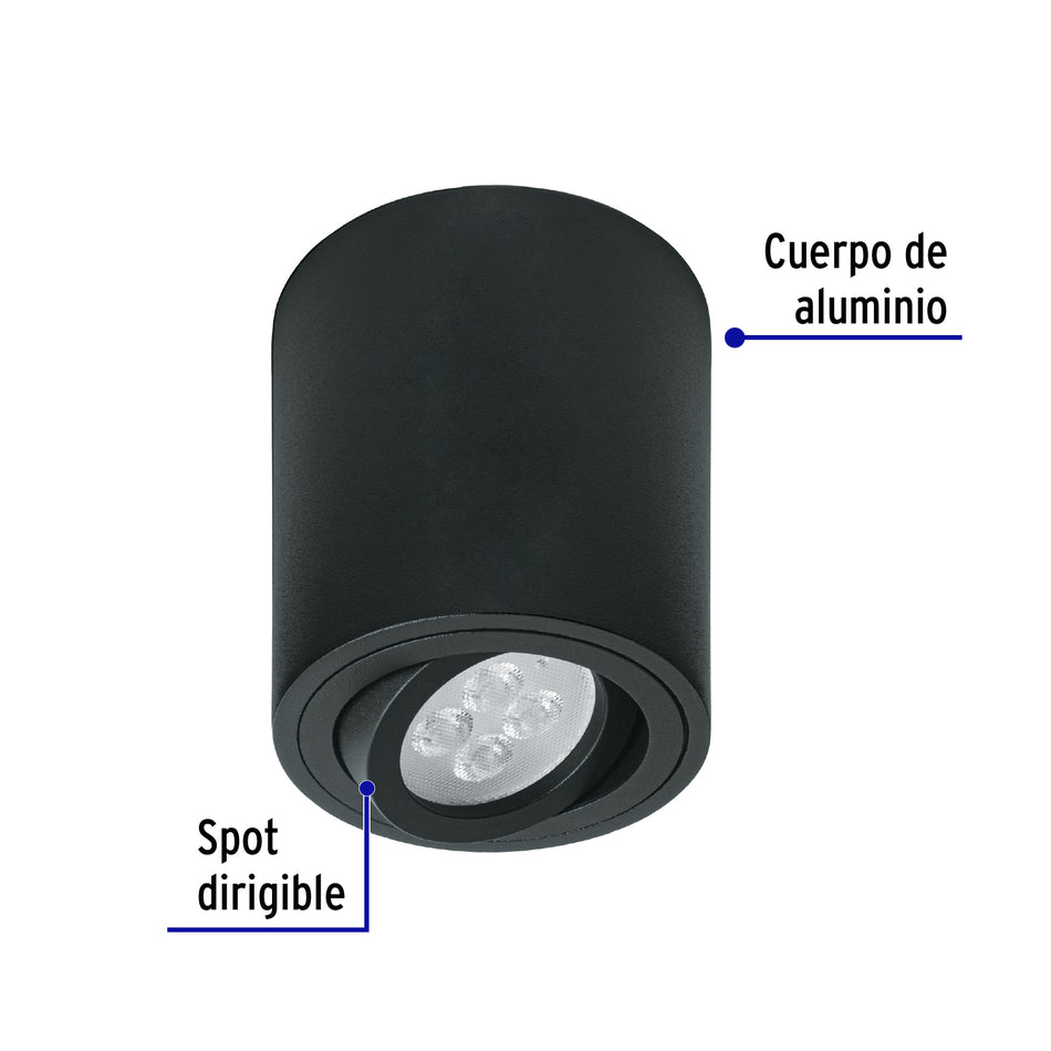 Luminario de sobreponer con spot dirigible, redondo, negro Caja con 2, 49717