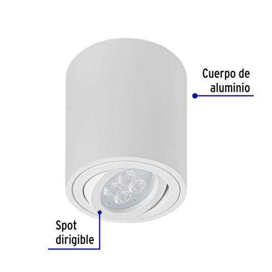 Luminario de sobreponer con spot dirigible, redondo, blanco Caja con 2, 49718