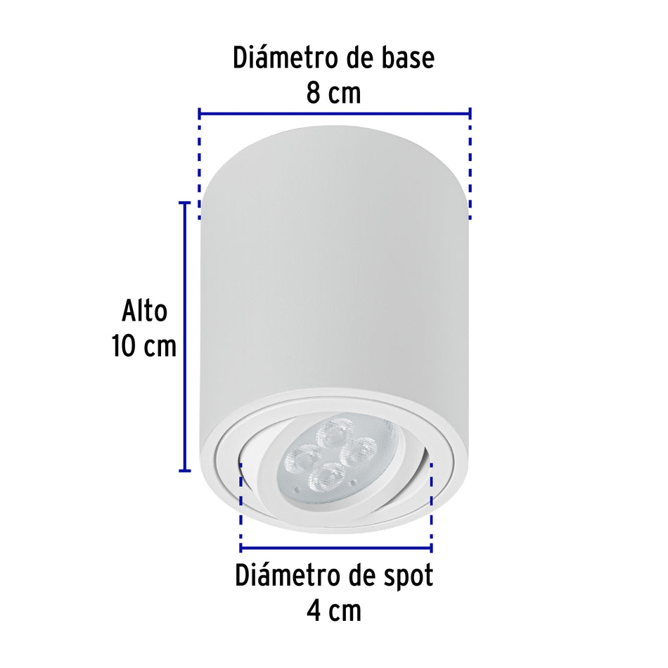 Luminario de sobreponer con spot dirigible, redondo, blanco Caja con 2, 49718
