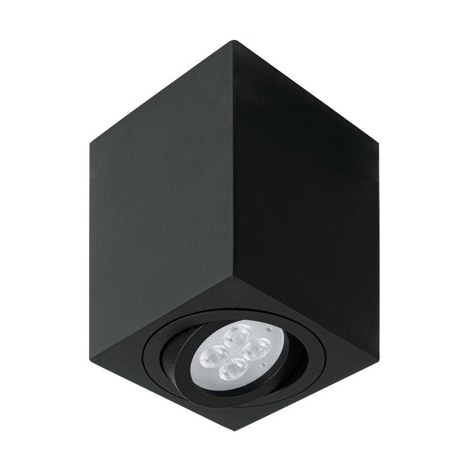 Luminario de sobreponer c/spot dirigible, cuadrado, negro Caja con 2, 49719