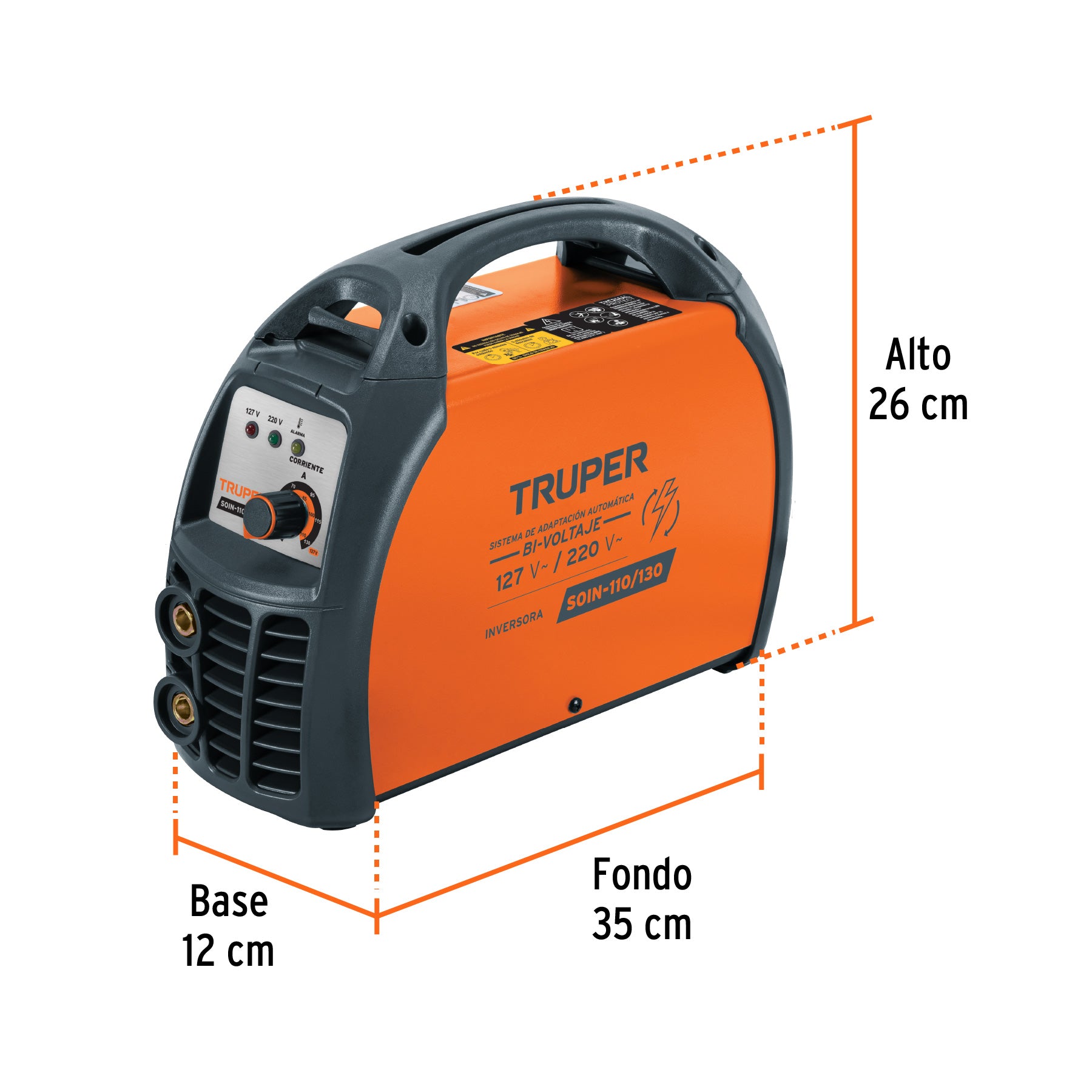 Soldadora inversora bi-voltaje 130 A, 127 V/220 V, Truper, 11787