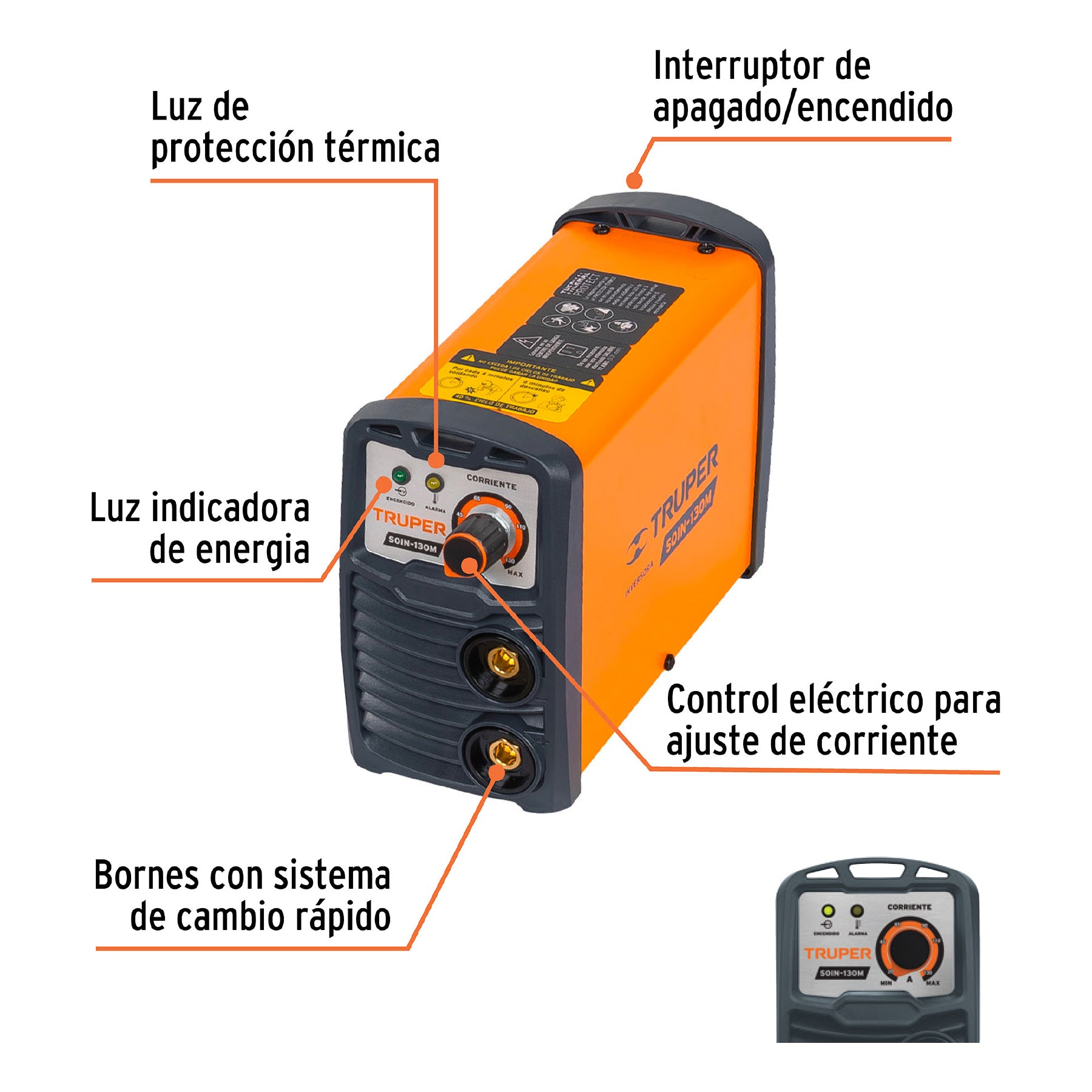 Mini soldadora inversora 130 A, 127V, Truper, 102322