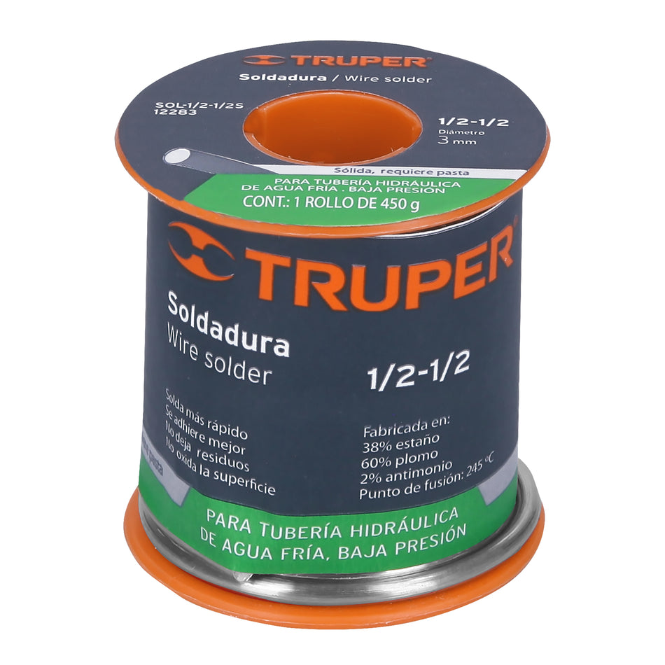 Soldadura sólida 1/2-1/2 para tubería de baja presión, 450 g Caja con 2, 12283