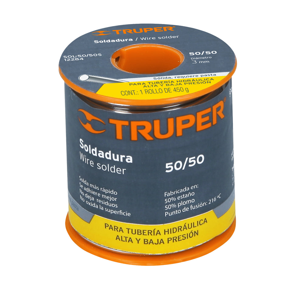 Soldadura sólida 50/50 para tubería hidráulica, 450 g Caja con 2, 12284