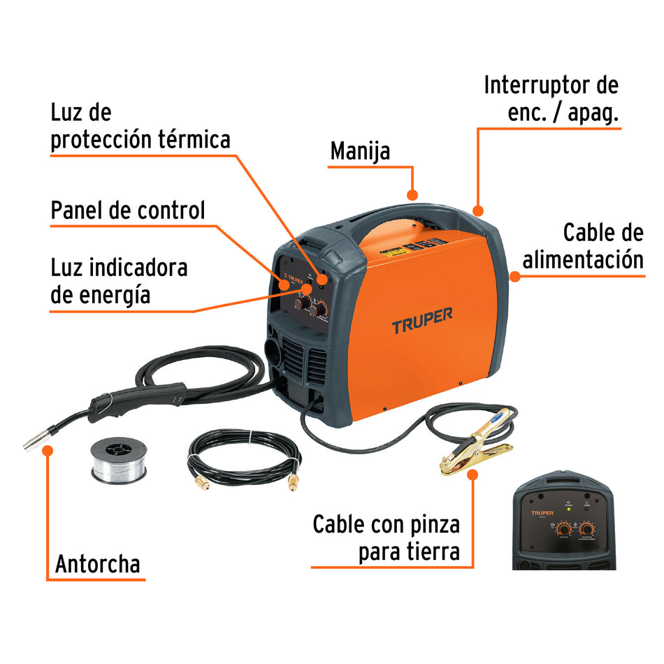 Soldadora para microalambre, 130 A, Truper, 13192