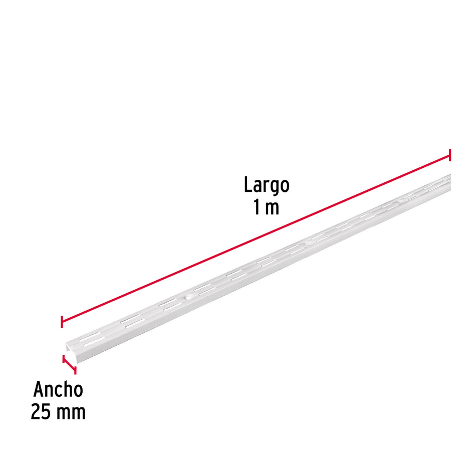 Cremallera doble blanca para ménsulas planas, 1m, Fiero Caja con 10, 47717