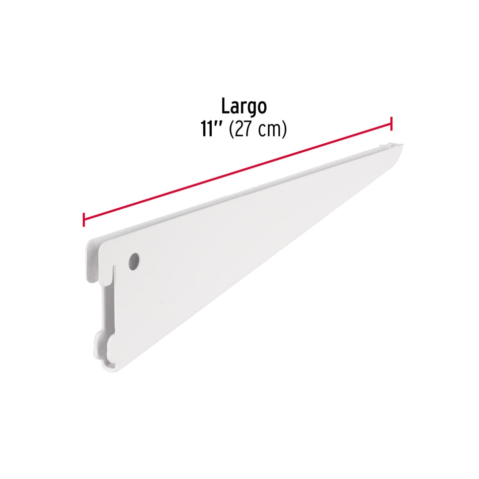 Ménsula plana blanca para cremallera doble, 27cm, Fiero Caja con 10, 47714
