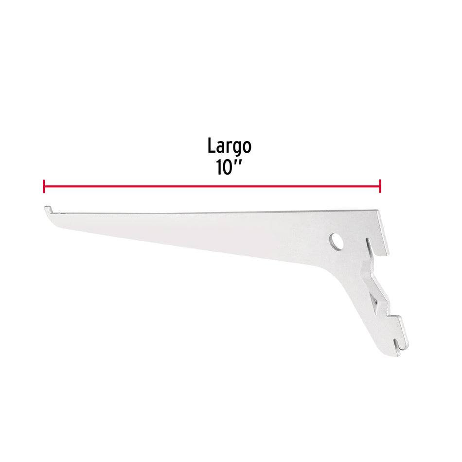 Ménsula plana blanca para cremallera sencilla, 25cm, Fiero Caja con 10, 47708