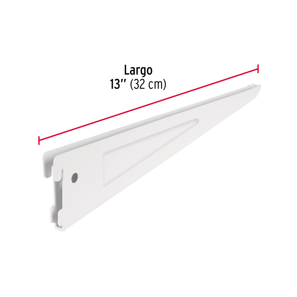 Ménsula plana blanca para cremallera doble, 32cm, Fiero Caja con 10, 47715