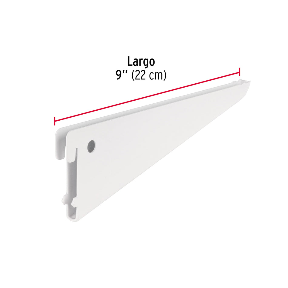 Ménsula plana blanca para cremallera doble, 22cm, Fiero Caja con 10, 47713