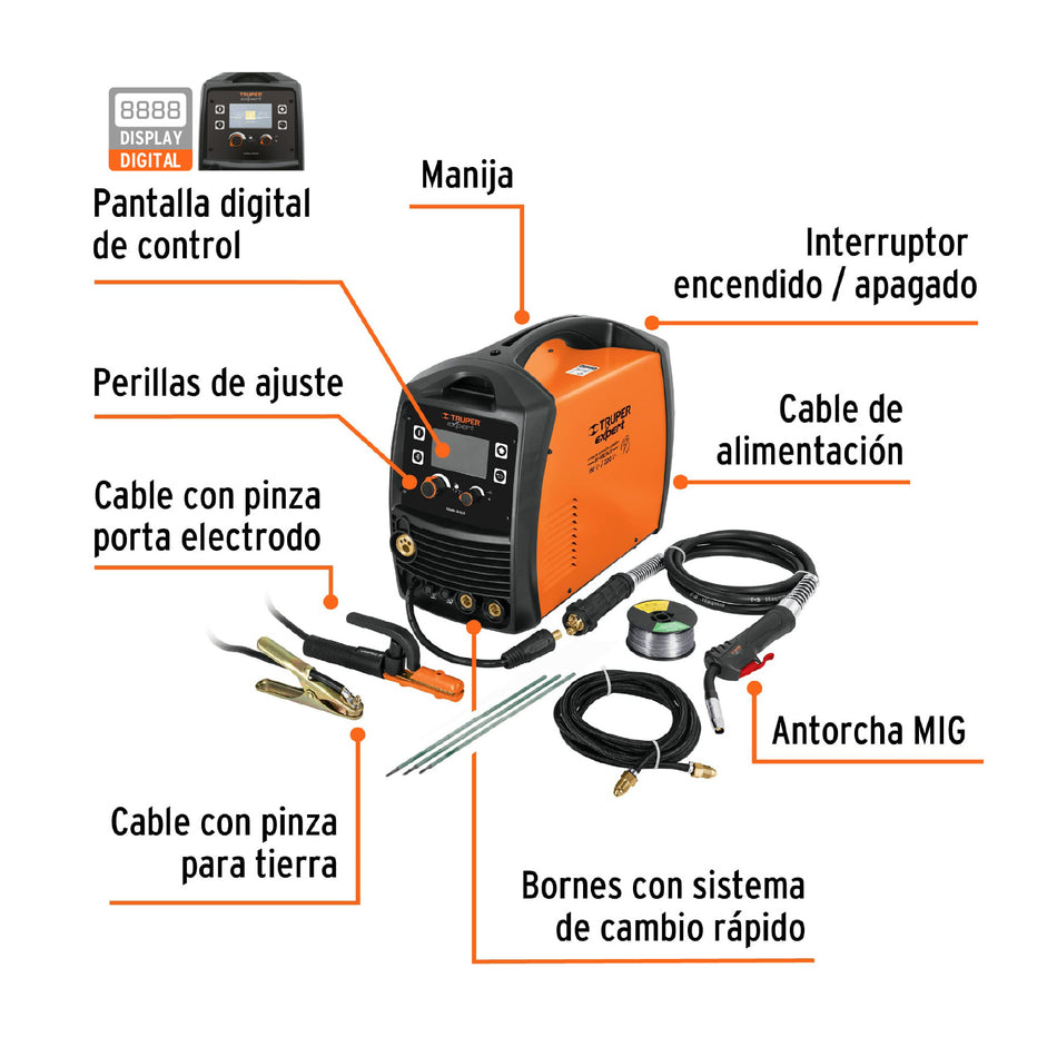 Soldadora multiproceso de 200 A, Truper Expert, 17258