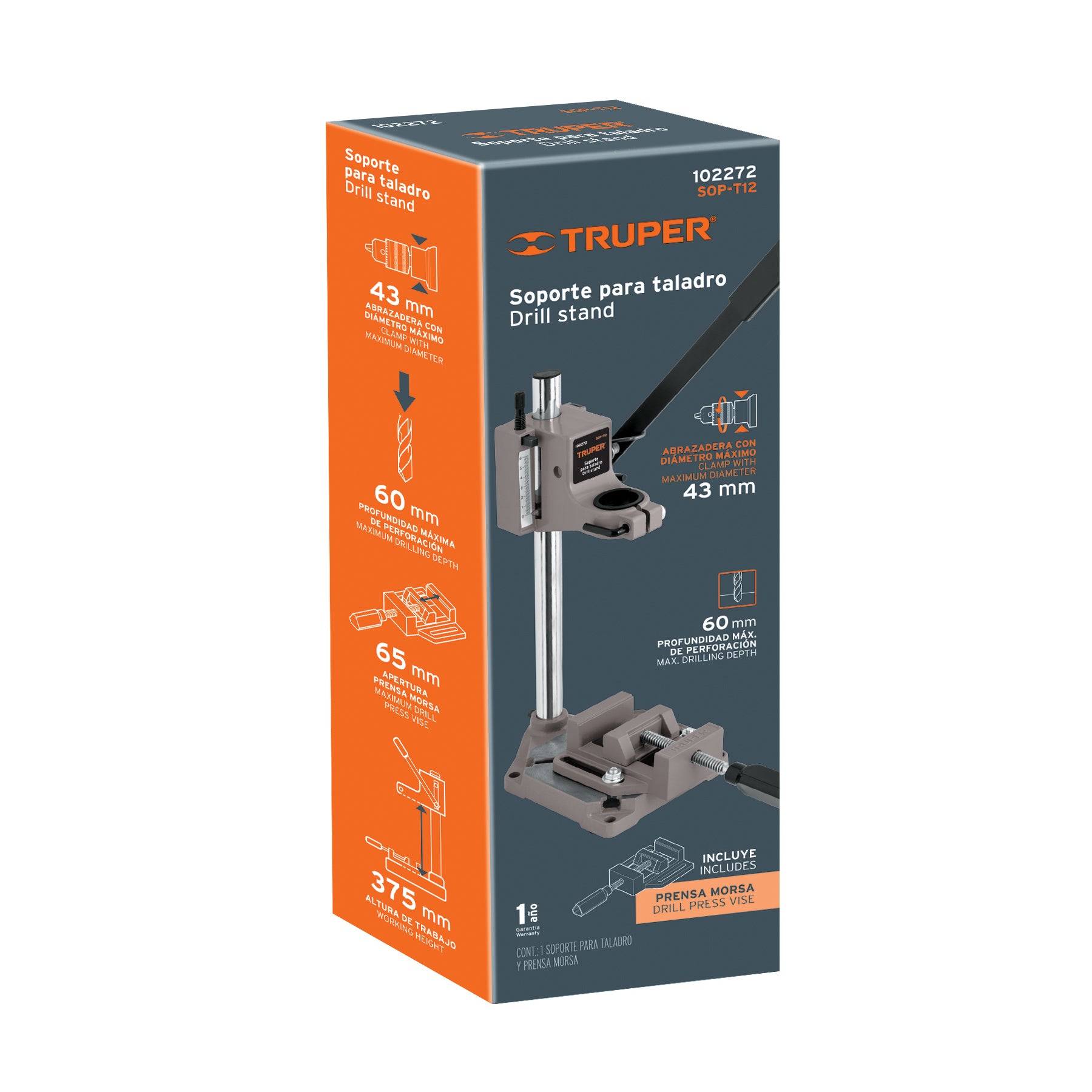 Soporte vertical para taladro 3/8'-1/2', Truper, 102272