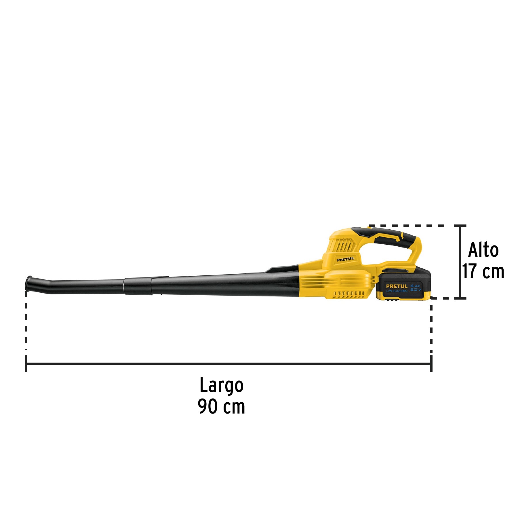 Sopladora inalámbrica 20V, 1 batería 4Ah, 1 carg. PRETUL, 28274