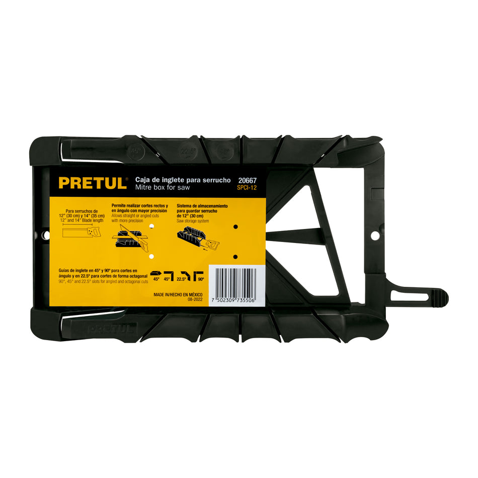 Caja de inglete para serrucho de costilla 12' y 14',Pretul Caja con 6, 20667