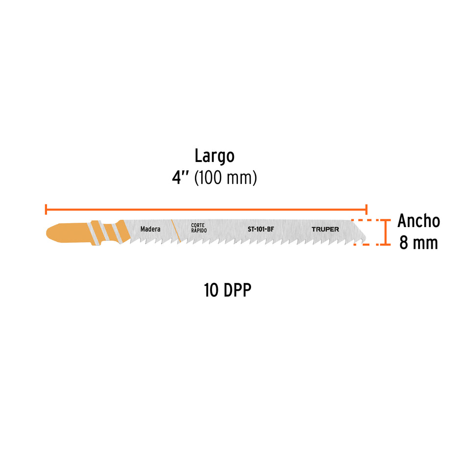 Blíster 5 seguetas T, 10 DPP BIM, corte recto p/ madera dura Caja con 6, 103043
