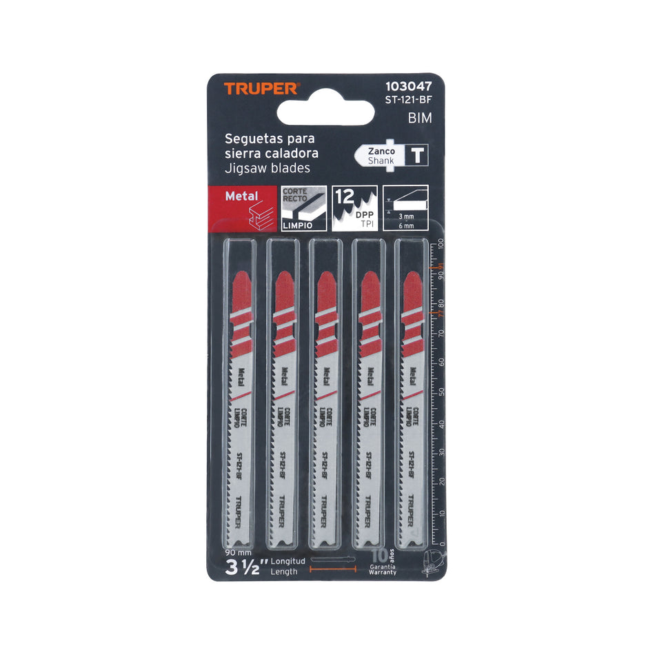 Blíster 5 seguetas T, 12 DPP BIM, corte recto rápido/metal Caja con 10, 103047