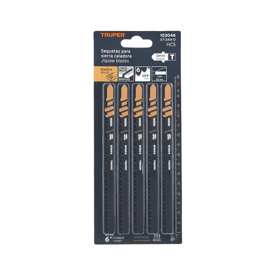 Blíster 5 seguetas T, 6 DPP HCS, corte recto rápido/madera Caja con 6, 103046