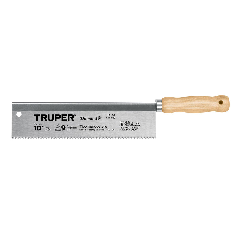 Serrucho tipo marquetero 10', 9 DPP, Truper Caja con 3, 18164
