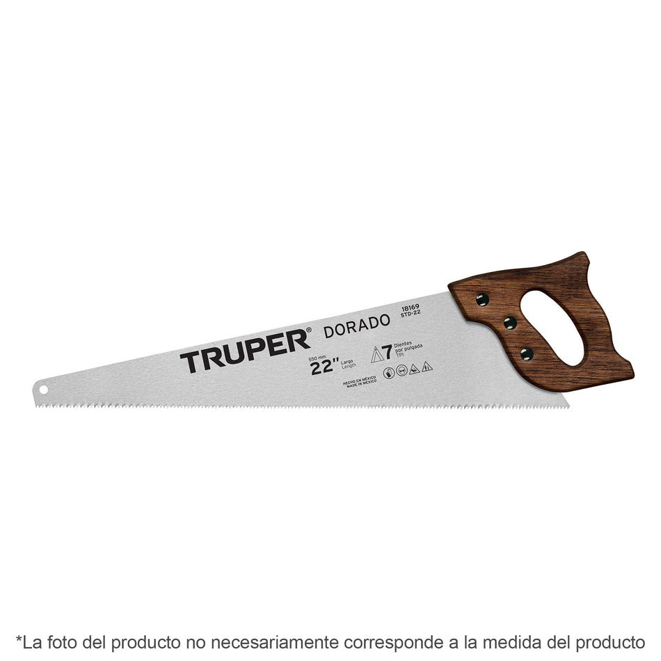 Serrucho 18' Dorado, 9 DPP, Truper Caja con 3, 18167