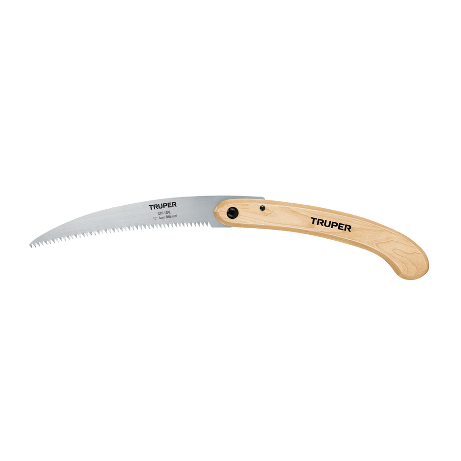 Serrucho plegable 10' hoja curva 6 DPP, mango madera, Truper Caja con 3, 18178