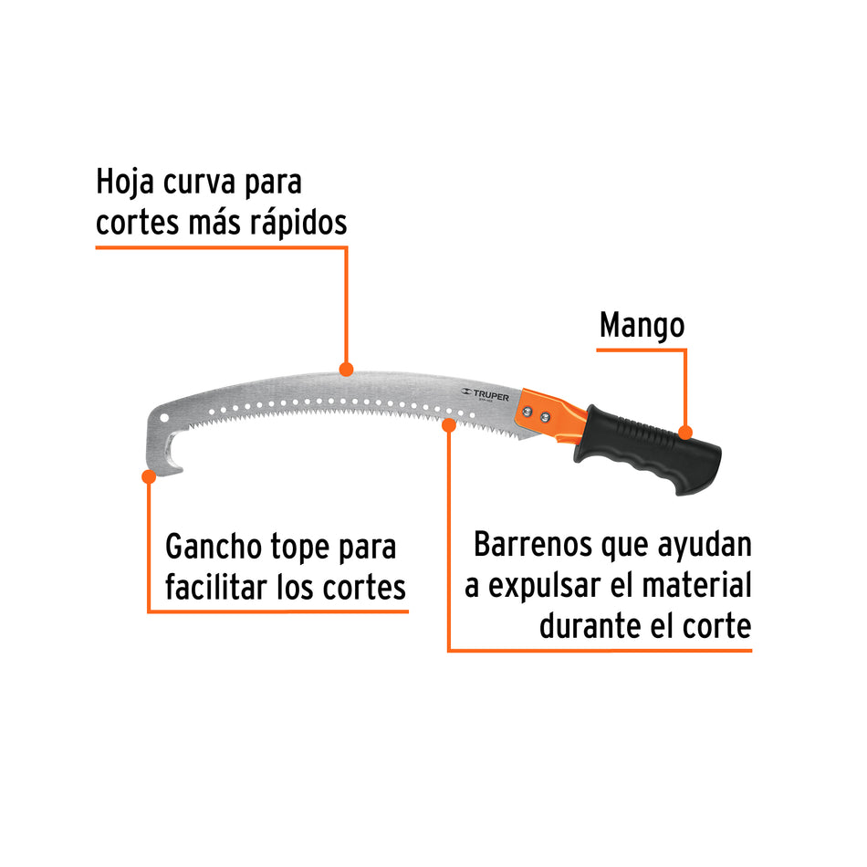 Serrucho de poda 14' c/gancho,curvo,5 DPP,mango Comfort Grip Caja con 6, 18179
