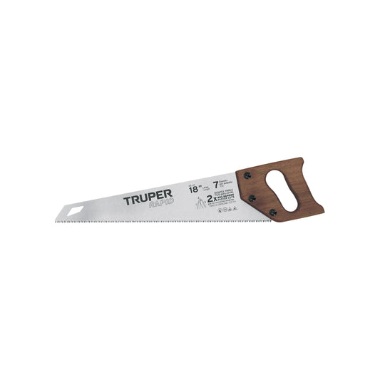 Serrucho Rapid 18', 7 DPP, mango de madera, Truper Caja con 3, 102950