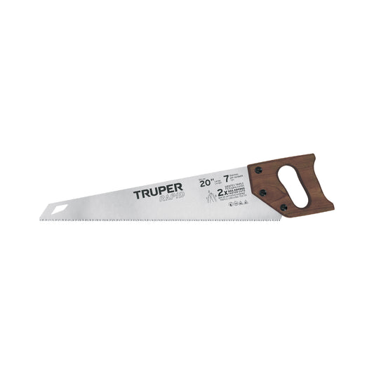 Serrucho Rapid 20', 7 DPP, mango de madera, Truper Caja con 3, 102951