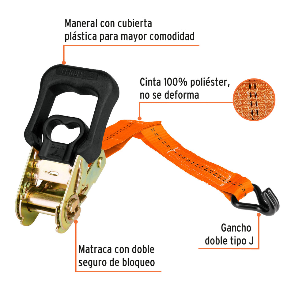 Juego de 4 sujetadores con matraca carga máxima 1000 kg, 101741